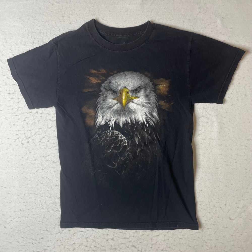 The‎ Mountain Bald Eagle Graphic T Shirt Mens Medium Black Short Sleeve Cotton